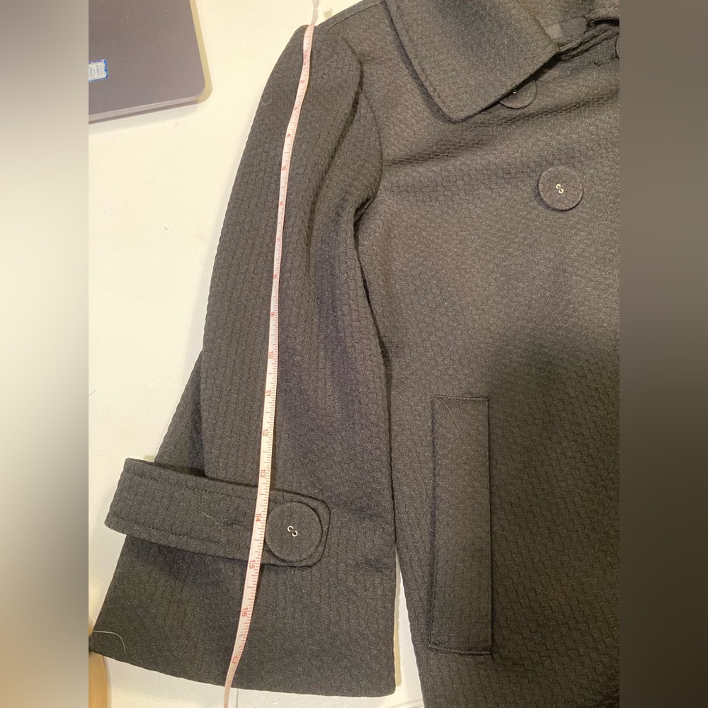 NWT Sunny Girl Woman’s Large Black Coat Jacket Cropped Short Buttons - Picture 6 of 9